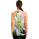 White Amaryllis Print Women's Racerback Tank Top