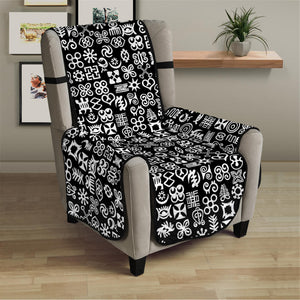 White And Black Adinkra Symbols Print Armchair Protector