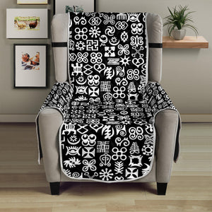 White And Black Adinkra Symbols Print Armchair Protector