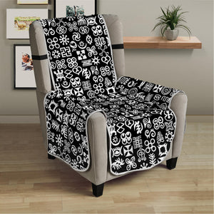 White And Black Adinkra Symbols Print Armchair Protector