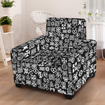 White And Black Adinkra Symbols Print Armchair Slipcover