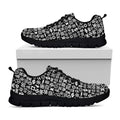 White And Black Adinkra Symbols Print Black Running Shoes