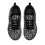 White And Black Adinkra Symbols Print Black Sneakers