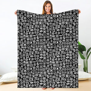 White And Black Adinkra Symbols Print Blanket