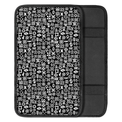 White And Black Adinkra Symbols Print Car Center Console Cover