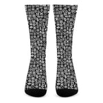 White And Black Adinkra Symbols Print Crew Socks