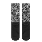 White And Black Adinkra Symbols Print Crew Socks