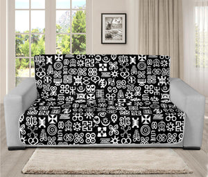 White And Black Adinkra Symbols Print Futon Protector