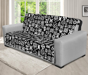 White And Black Adinkra Symbols Print Futon Protector