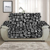 White And Black Adinkra Symbols Print Half Sofa Protector