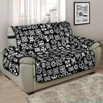 White And Black Adinkra Symbols Print Half Sofa Protector