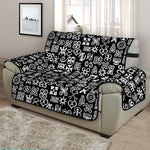 White And Black Adinkra Symbols Print Half Sofa Protector