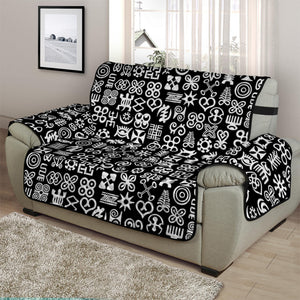 White And Black Adinkra Symbols Print Half Sofa Protector