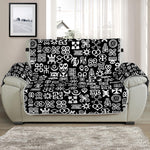 White And Black Adinkra Symbols Print Half Sofa Protector