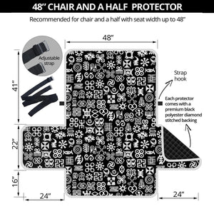 White And Black Adinkra Symbols Print Half Sofa Protector