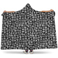 White And Black Adinkra Symbols Print Hooded Blanket