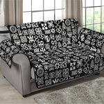 White And Black Adinkra Symbols Print Loveseat Protector