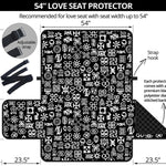 White And Black Adinkra Symbols Print Loveseat Protector