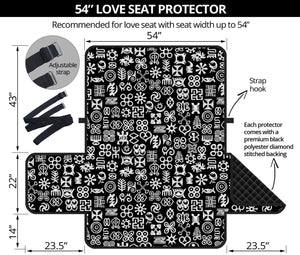 White And Black Adinkra Symbols Print Loveseat Protector