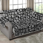 White And Black Adinkra Symbols Print Loveseat Protector