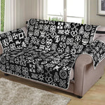 White And Black Adinkra Symbols Print Loveseat Protector