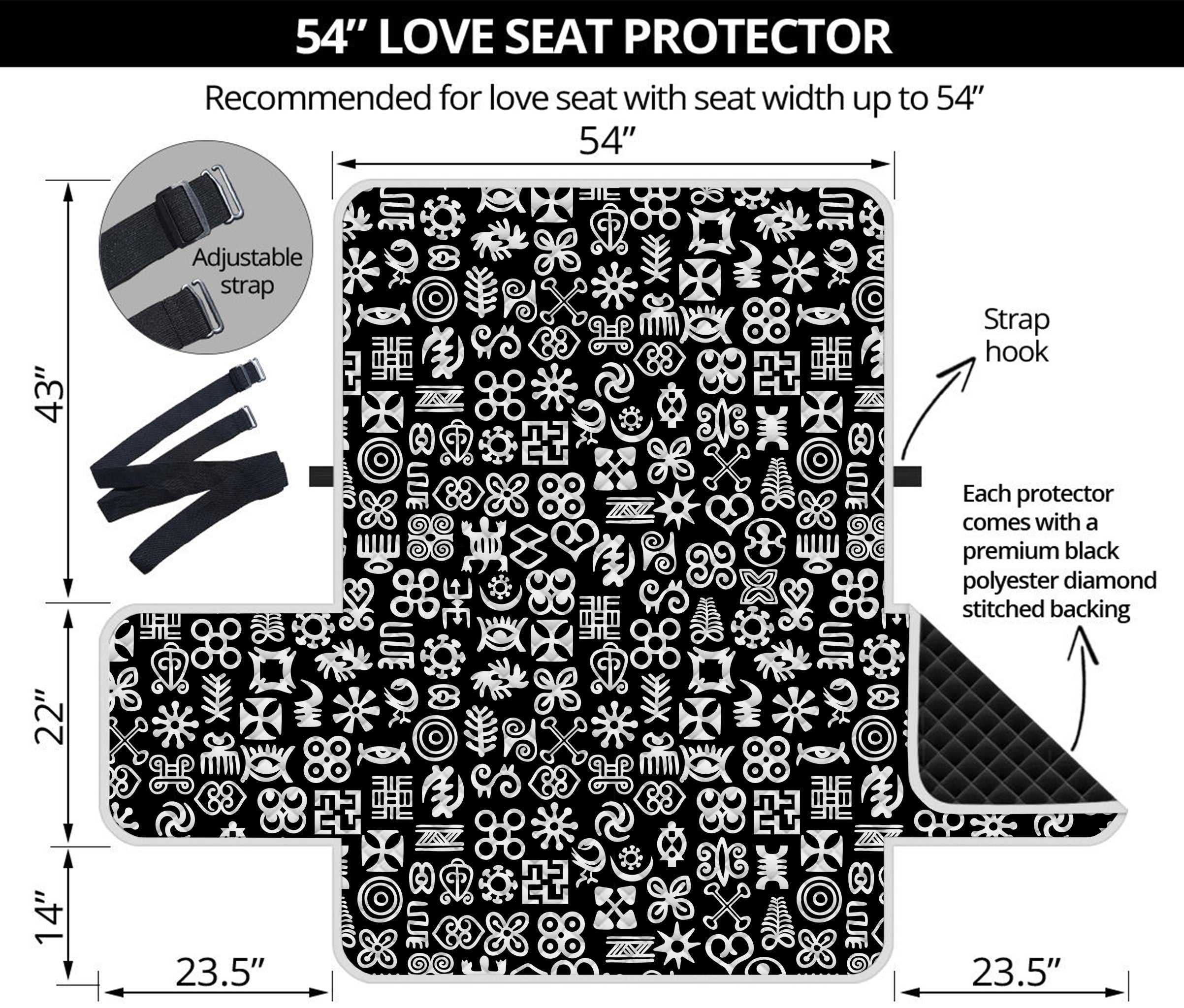 White And Black Adinkra Symbols Print Loveseat Protector