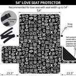 White And Black Adinkra Symbols Print Loveseat Protector