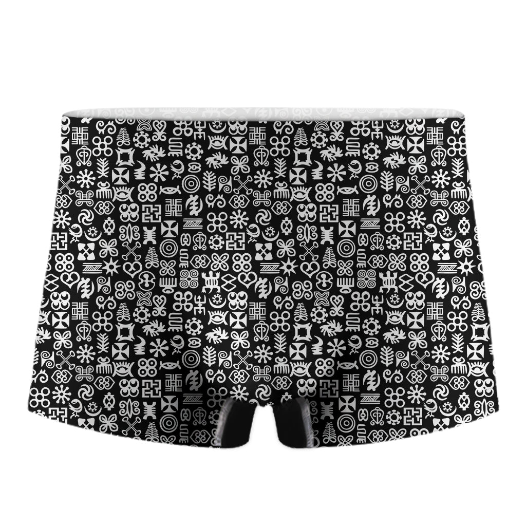 White And Black Adinkra Symbols Print Men's Boxer Briefs