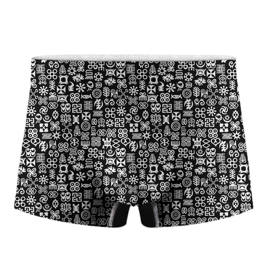 White And Black Adinkra Symbols Print Men's Boxer Briefs