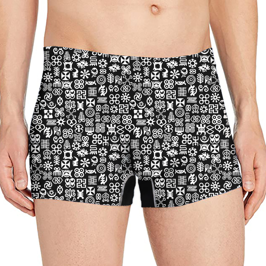 White And Black Adinkra Symbols Print Men's Boxer Briefs