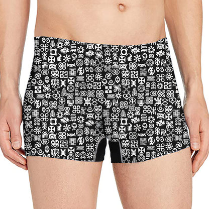 White And Black Adinkra Symbols Print Men's Boxer Briefs