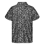 White And Black Adinkra Symbols Print Men's Short Sleeve Shirt