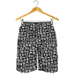 White And Black Adinkra Symbols Print Men's Shorts