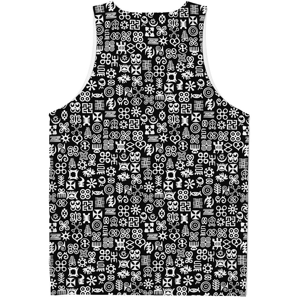 White And Black Adinkra Symbols Print Men's Tank Top