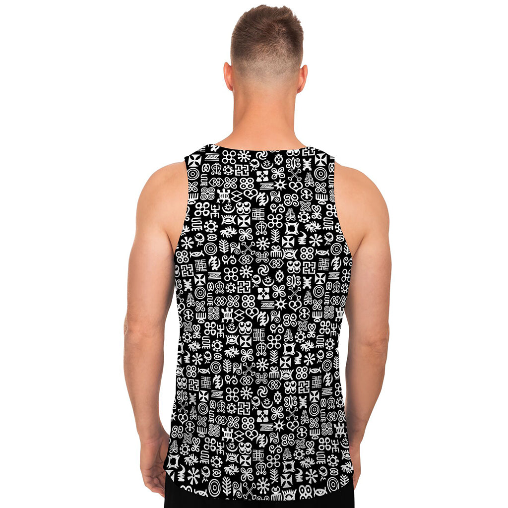 White And Black Adinkra Symbols Print Men's Tank Top