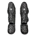 White And Black Adinkra Symbols Print Muay Thai Shin Guards