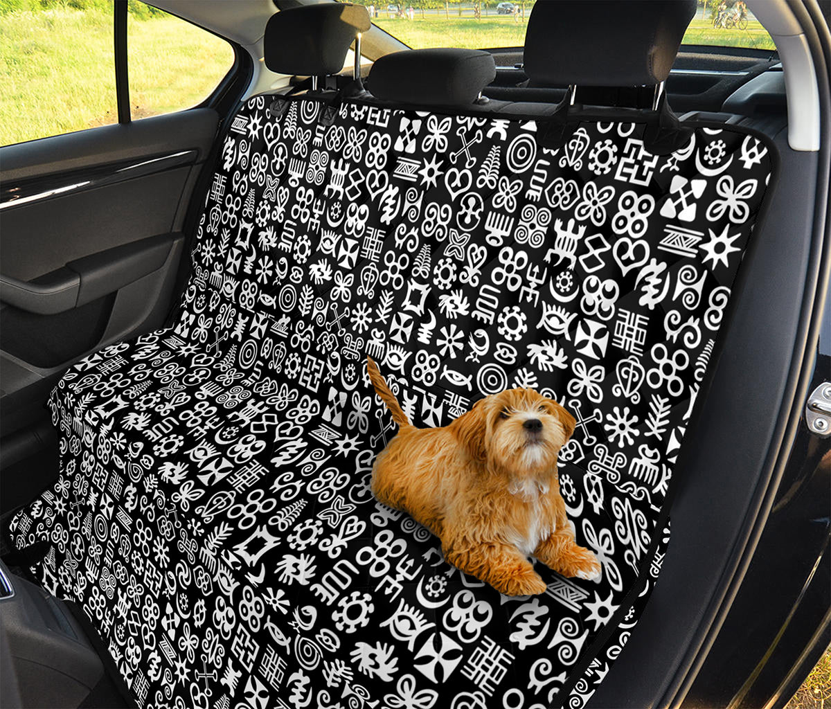 White And Black Adinkra Symbols Print Pet Car Back Seat Cover