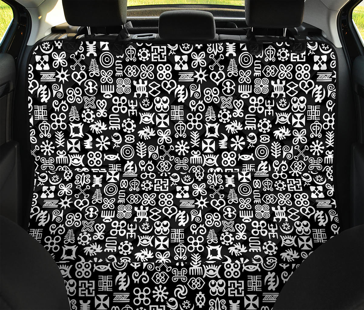 White And Black Adinkra Symbols Print Pet Car Back Seat Cover