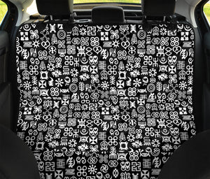 White And Black Adinkra Symbols Print Pet Car Back Seat Cover