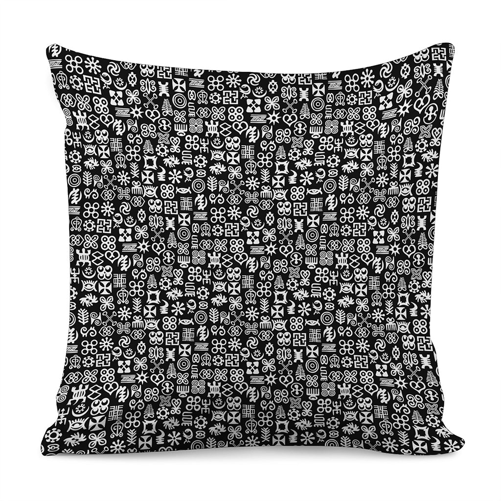 White And Black Adinkra Symbols Print Pillow Cover