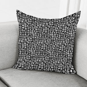 White And Black Adinkra Symbols Print Pillow Cover