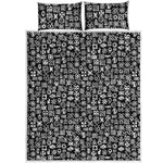 White And Black Adinkra Symbols Print Quilt Bed Set