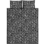 White And Black Adinkra Symbols Print Quilt Bed Set