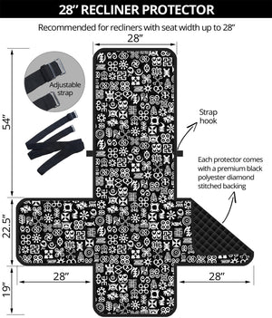 White And Black Adinkra Symbols Print Recliner Protector