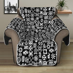 White And Black Adinkra Symbols Print Recliner Protector