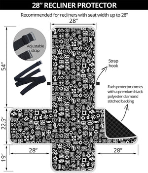 White And Black Adinkra Symbols Print Recliner Protector