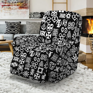 White And Black Adinkra Symbols Print Recliner Slipcover