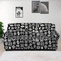 White And Black Adinkra Symbols Print Sofa Cover