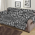 White And Black Adinkra Symbols Print Sofa Protector