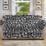 White And Black Adinkra Symbols Print Sofa Protector